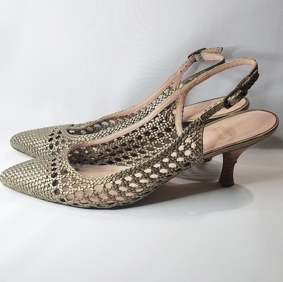 Stuart Weitzman Metallic Kitten Heels 9.5 M - Picture 4 of 7